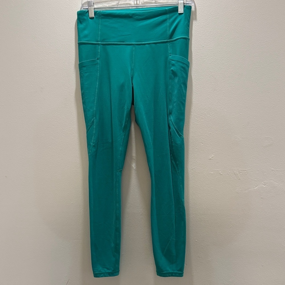 Athleta PowerSculpt Stash Pocket Teal Leggings M